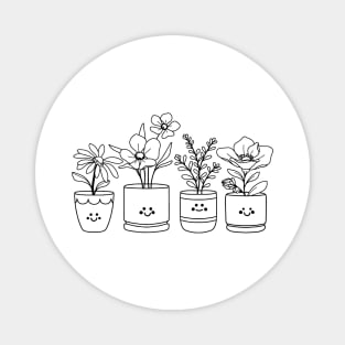 Flower Pot Friends in Black Magnet